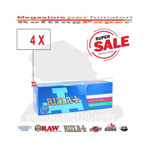 Άδεια τσιγάρα για γέμισμα Rizla King Size 8 mm με φίλτρο – 4 κουτιά των 250 τεμαχίων