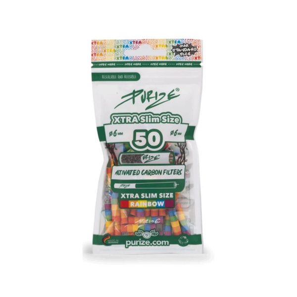 master-131 Φιλτράκια ενεργού άνθρακα Purize Rainbow Extra Slim 6 mm – 50 φίλτρα