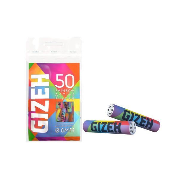 master-133 Φιλτράκια ενεργού άνθρακα Gizeh Rainbow Extra Slim 6 mm – 50 φίλτρα