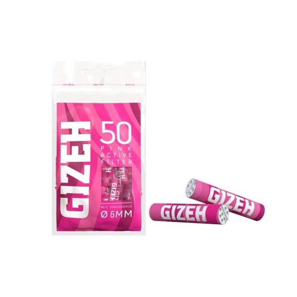 master-134 Φιλτράκια ενεργού άνθρακα Gizeh Pink Extra Slim 6 mm – 50 φίλτρα