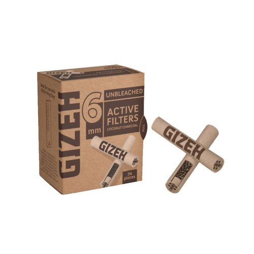 Φιλτράκια ενεργού άνθρακα Gizeh Extra Slim 6 mm αλεύκαστα – 34 φίλτρα