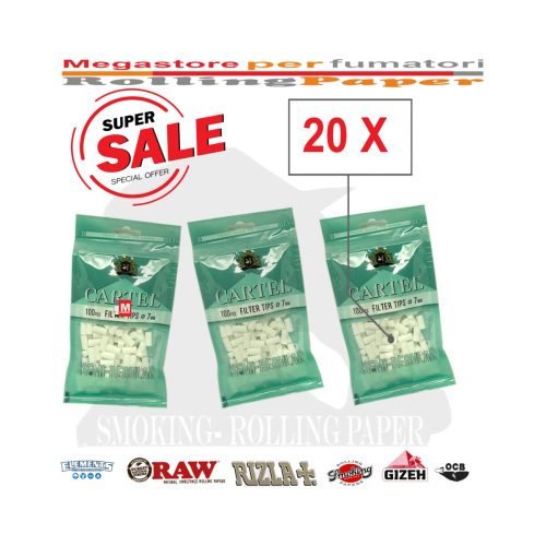 master-166 Φιλτράκια Cartel Semi Regular 7 × 15 mm – 20 σακουλάκια των 100 φίλτρων