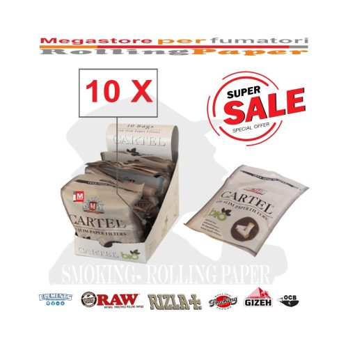 master-167 Φιλτράκια Cartel Organic Slim 6 × 15 mm – 10 σακουλάκια των 120 φίλτρων