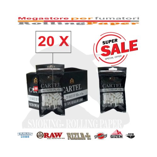 master-169 Φιλτράκια Cartel Regular 8 × 22 mm – 20 σακουλάκια των 100 φίλτρων