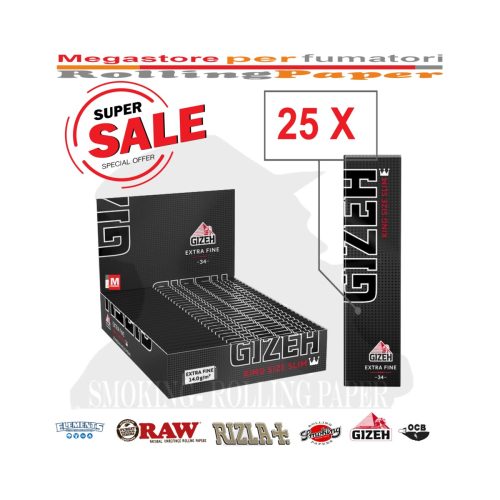 master-183 Χαρτάκια στριφτού Gizeh Extra Fine Black King Size Slim – συσκευασία με 25 πακετάκια