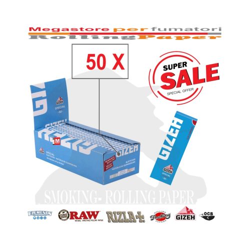Χαρτάκια στριφτού Gizeh Special Extra Fine Blue Regular – συσκευασία με 50 πακετάκια