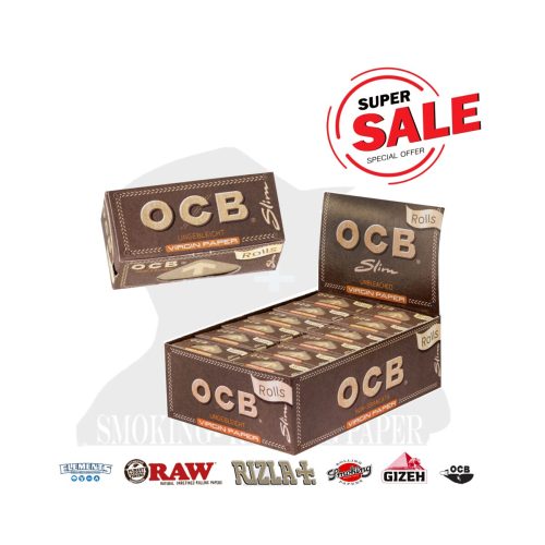 master-216 Χαρτάκια στριφτού σε ρολό OCB Virgin Brown Extra Fine Rolls Slim – 24 ρολά