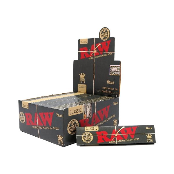 Χαρτάκια στριφτού RAW Classic Black King Size Slim – συσκευασία με 50 πακετάκια