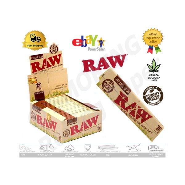 master-269 Χαρτάκια στριφτού RAW Organic King Size Slim – συσκευασία με 50 πακετάκια