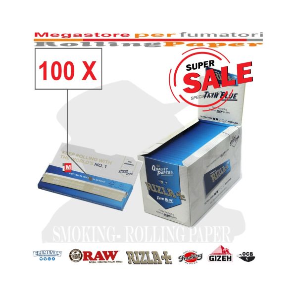 master-282 Χαρτάκια στριφτού Rizla Blue Regular – συσκευασία με 100 πακετάκια
