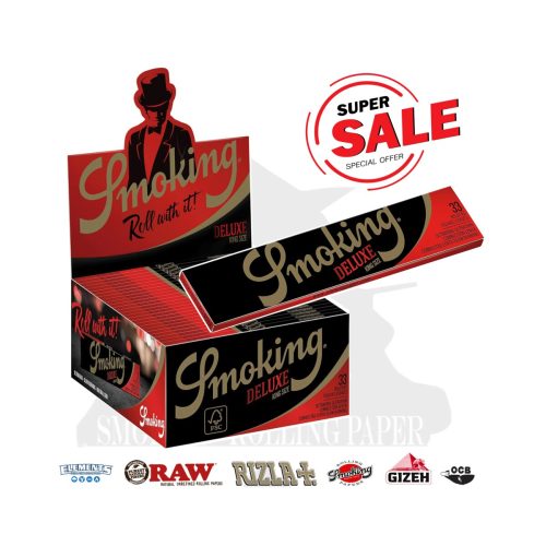 master-3 Χαρτάκια στριφτού Smoking Deluxe Black King Size Slim – συσκευασία με 50 πακετάκια