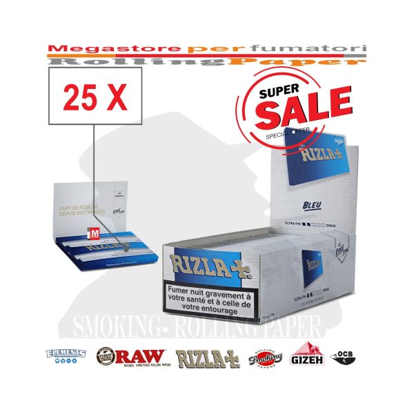 Χαρτάκια στριφτού Rizla Blue Regular – συσκευασία με 25 πακετάκια