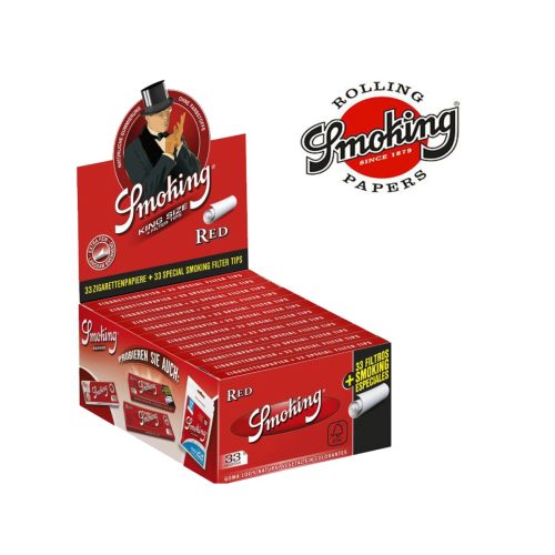 master-347 Χαρτάκια στριφτού Smoking Red King Size Slim με φίλτρα – συσκευασία με 24 πακετάκια