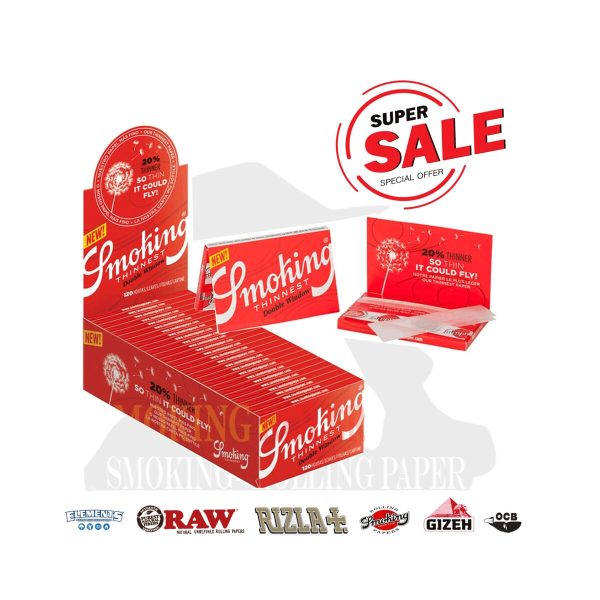 Χαρτάκια στριφτού Smoking Thinnest Double Regular 69 × 37 mm – 25 πακετάκια των 120 φύλλων