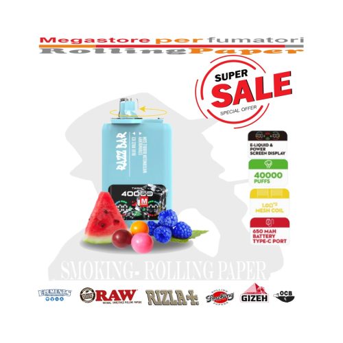 master-375 Razz Bar 40K – 40.000 τζούρες – Blue Razz Ice / Φράουλα Καρπούζι / Τσίχλα