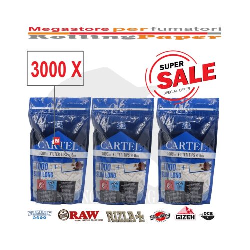 Φιλτράκια Cartel Classic Slim 6 × 22 mm – 3.000 φίλτρα