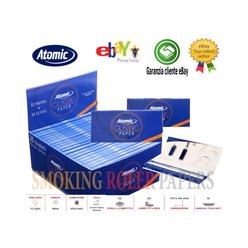 master-48 Χαρτάκια στριφτού Atomic Classic King Size Slim με φίλτρα – συσκευασία με 20 πακετάκια