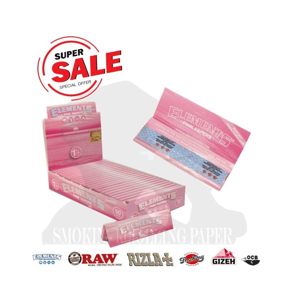 Χαρτάκια στριφτού Elements Pink Medium 1¼ – συσκευασία με 25 πακετάκια