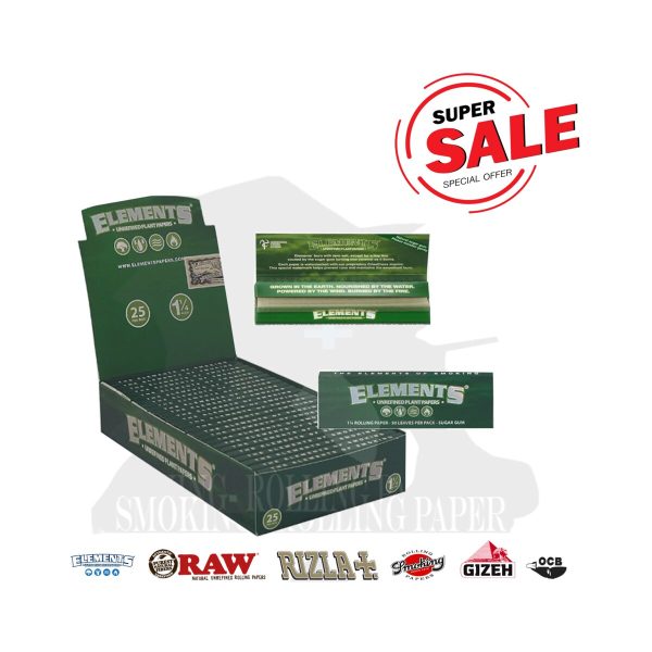 Χαρτάκια στριφτού Elements Fine Green Medium 1¼ – συσκευασία με 25 πακετάκια