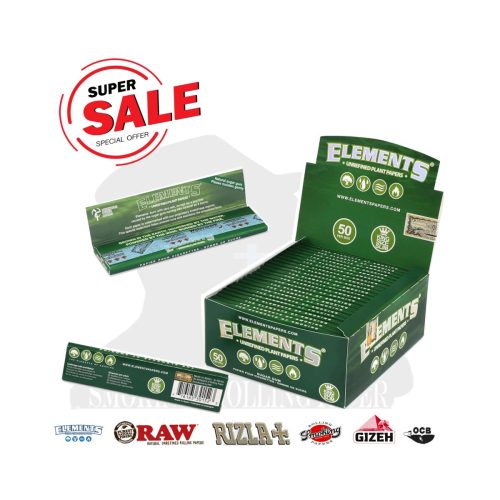 master-66 Χαρτάκια στριφτού Elements Green King Size Slim – συσκευασία με 50 πακετάκια