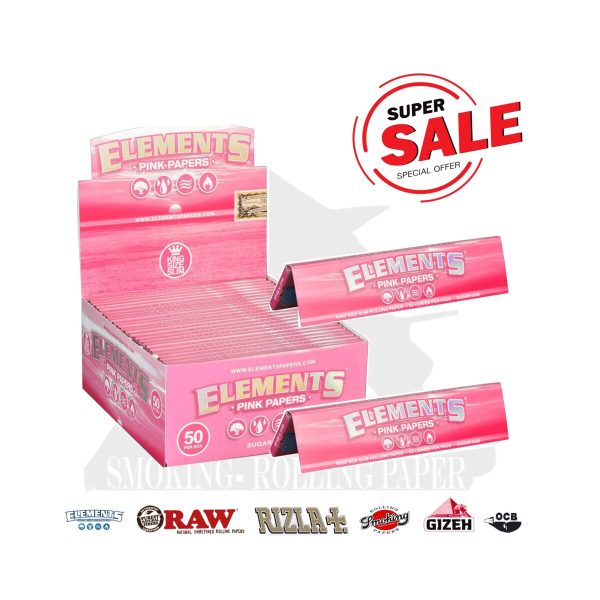 master-67 Χαρτάκια στριφτού Elements Pink King Size Slim – συσκευασία με 50 πακετάκια