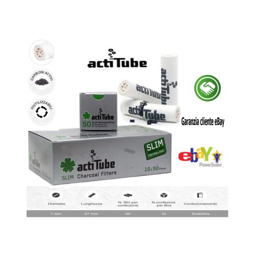 Φιλτράκια ενεργού άνθρακα ActiTube Slim 7 mm – 10 κουτιά των 50 φίλτρων