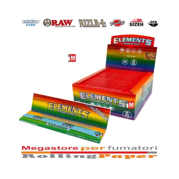 master-89 Χαρτάκια στριφτού Elements Rainbow King Size Slim – συσκευασία με 50 πακετάκια