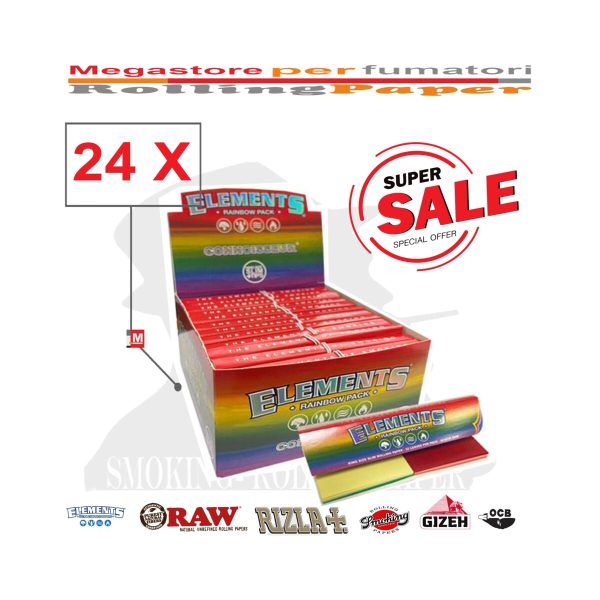 master-90 Χαρτάκια στριφτού Elements Rainbow Connoisseur King Size Slim με φίλτρα – συσκευασία με 24 πακετάκια